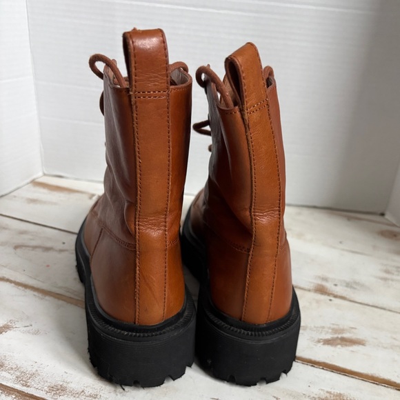 MADEWELL The Rayna lace-up boot leather combat English Saddle women’s sz 8.5 EUC - Picture 5 of 13
